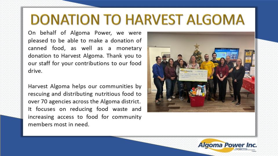 Donation to Harvest Algoma 2025
